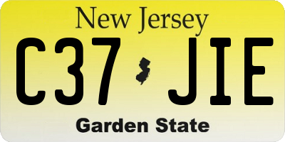 NJ license plate C37JIE