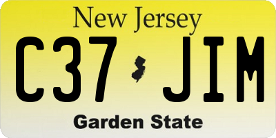 NJ license plate C37JIM