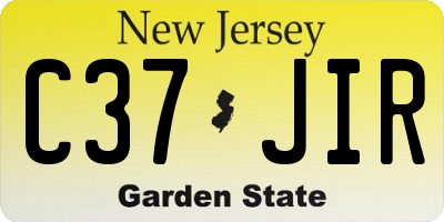 NJ license plate C37JIR