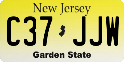 NJ license plate C37JJW