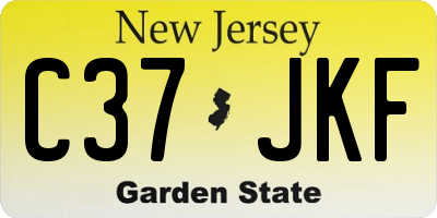 NJ license plate C37JKF