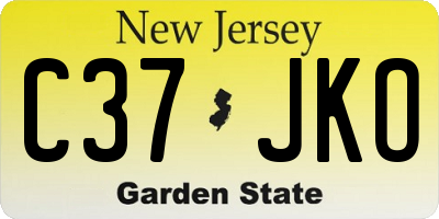 NJ license plate C37JKO