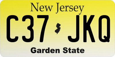 NJ license plate C37JKQ