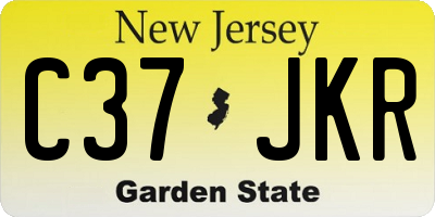 NJ license plate C37JKR