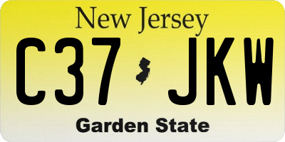 NJ license plate C37JKW
