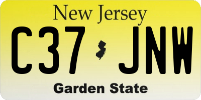 NJ license plate C37JNW