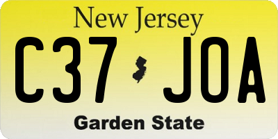 NJ license plate C37JOA