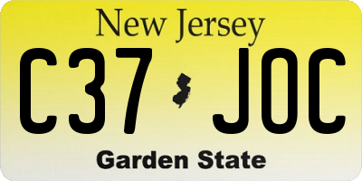 NJ license plate C37JOC