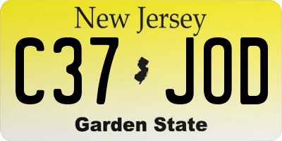 NJ license plate C37JOD