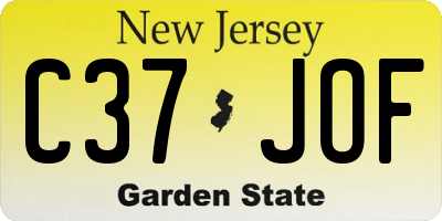 NJ license plate C37JOF