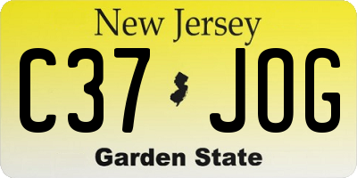 NJ license plate C37JOG