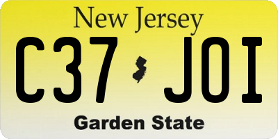 NJ license plate C37JOI