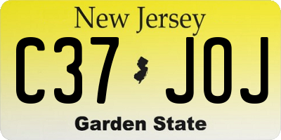 NJ license plate C37JOJ