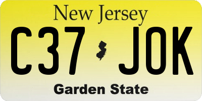 NJ license plate C37JOK