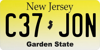 NJ license plate C37JON