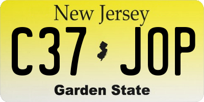 NJ license plate C37JOP