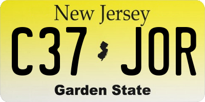 NJ license plate C37JOR
