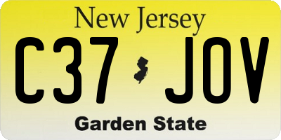 NJ license plate C37JOV