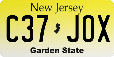 NJ license plate C37JOX