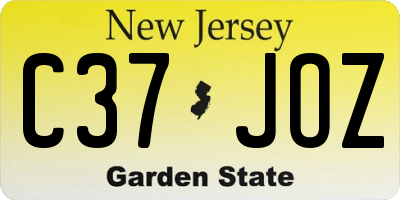 NJ license plate C37JOZ