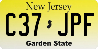 NJ license plate C37JPF