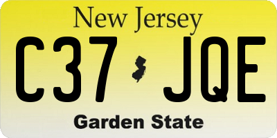NJ license plate C37JQE