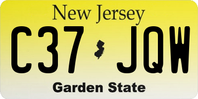 NJ license plate C37JQW