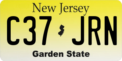 NJ license plate C37JRN
