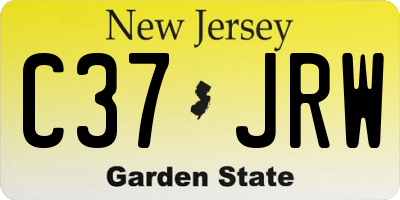 NJ license plate C37JRW