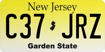 NJ license plate C37JRZ