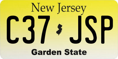 NJ license plate C37JSP
