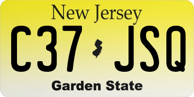 NJ license plate C37JSQ