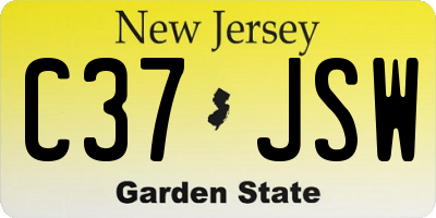 NJ license plate C37JSW