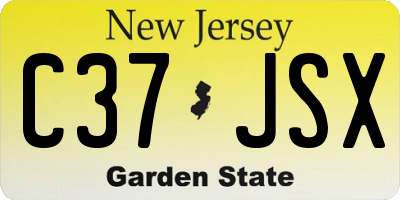 NJ license plate C37JSX