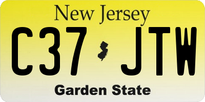 NJ license plate C37JTW