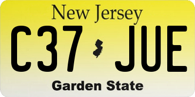 NJ license plate C37JUE