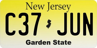 NJ license plate C37JUN