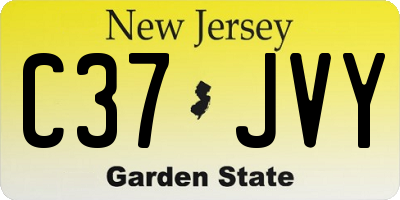 NJ license plate C37JVY