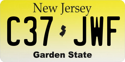 NJ license plate C37JWF