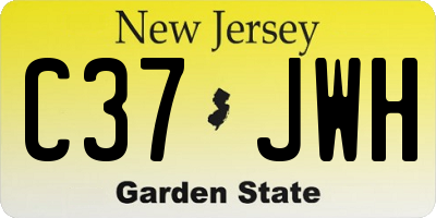 NJ license plate C37JWH