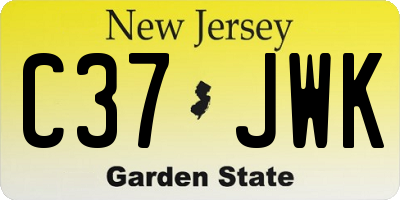 NJ license plate C37JWK