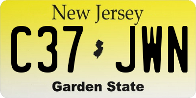 NJ license plate C37JWN