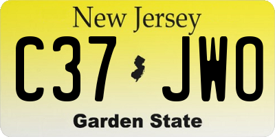 NJ license plate C37JWO