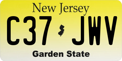 NJ license plate C37JWV