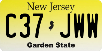 NJ license plate C37JWW