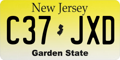 NJ license plate C37JXD