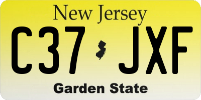 NJ license plate C37JXF