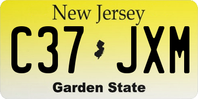 NJ license plate C37JXM