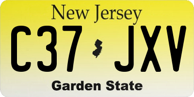 NJ license plate C37JXV