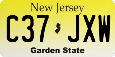 NJ license plate C37JXW